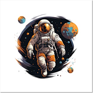 Colorful Astronaut in Space #14 Posters and Art